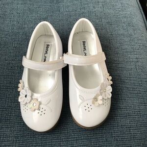 Rachel Shoes Girls Patent Leather White Floral Slip On Flats Size 11
